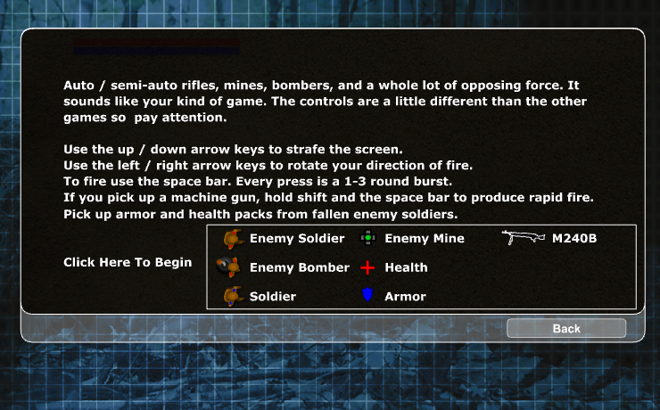 Screenshot of the Range Game Toy Soldier Instructions